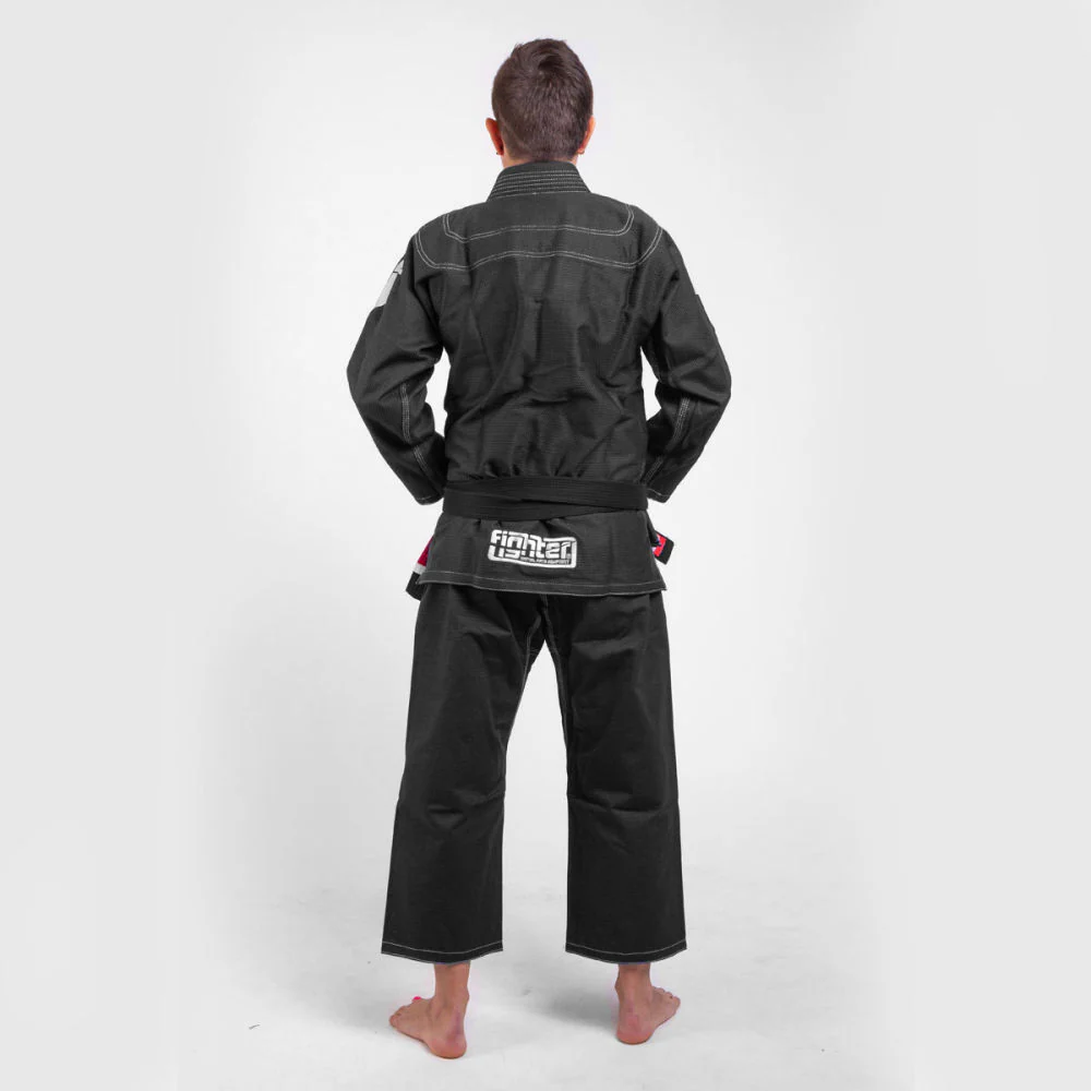 Fighter BJJ Gi Pearl Weave Uniform - black, BJJBL-09 - Image 9