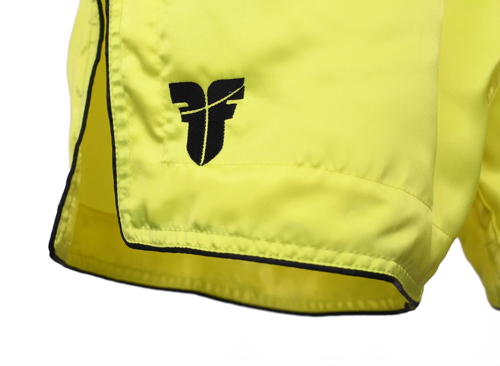 Fighter Thai Shorts Bangkok Plain - neon yellow/black, FP08 - Image 4
