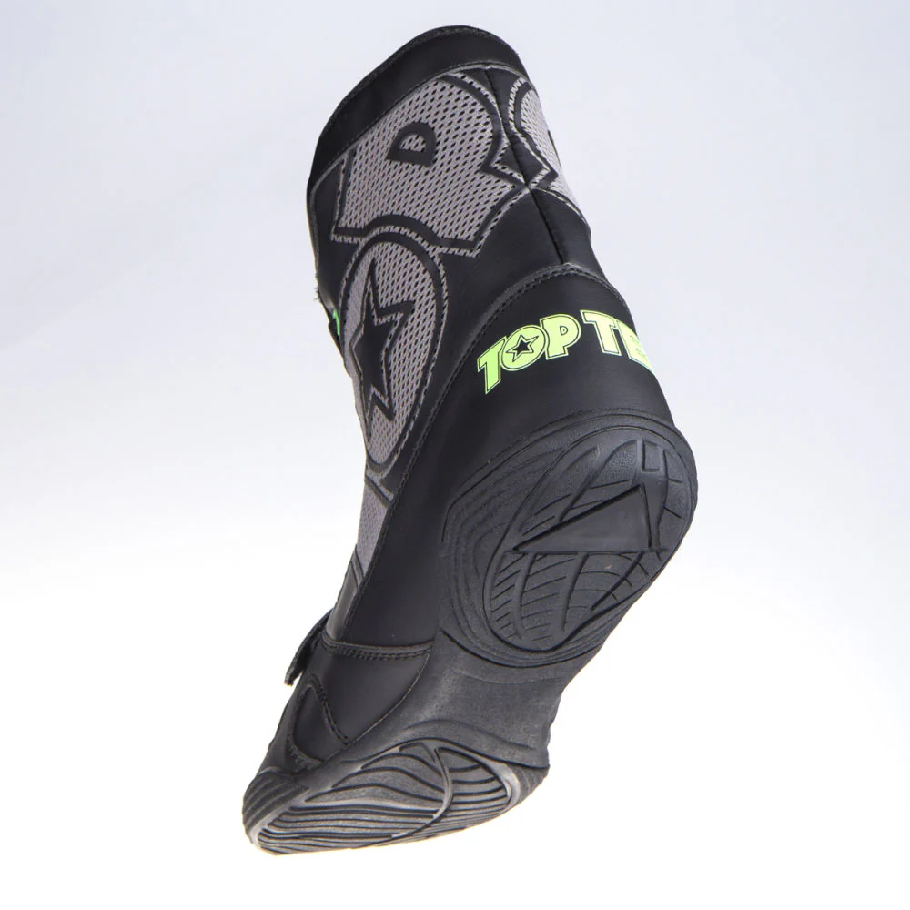 TopTen Boxing Shoes - Black/Grey Mid-Top with Lockdown Strap, 1172-1 - Image 3