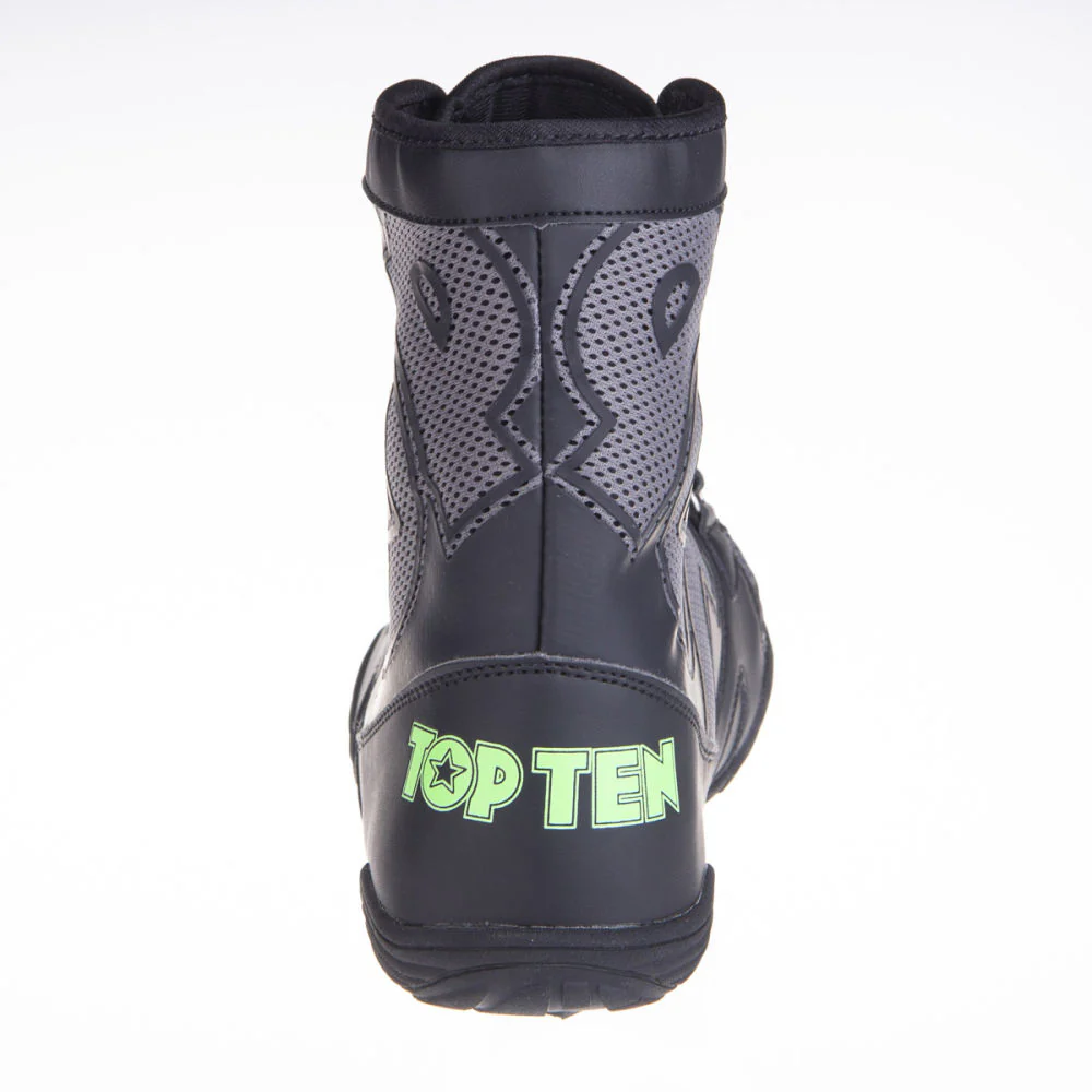 TopTen Boxing Shoes - Black/Grey Mid-Top with Lockdown Strap, 1172-1 - Image 6